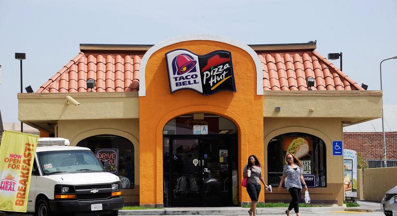 Multi-branded restaurants, like this combination Taco Bell-Pizza Hut, have been around for decades.Kevork Djansezian/Getty Images