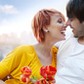 Young happy smiling attractive couple together outdoors