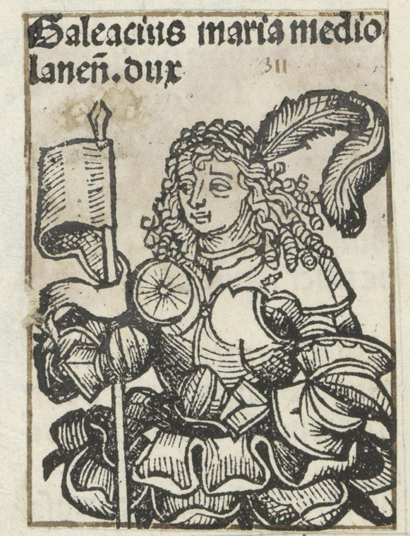 Galeazzo Maria Sforza na rycinie zamieszczonej w Liber Chronicarum