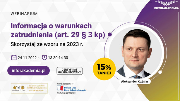 Informacja o warunkach zatrudnienia (webinar)