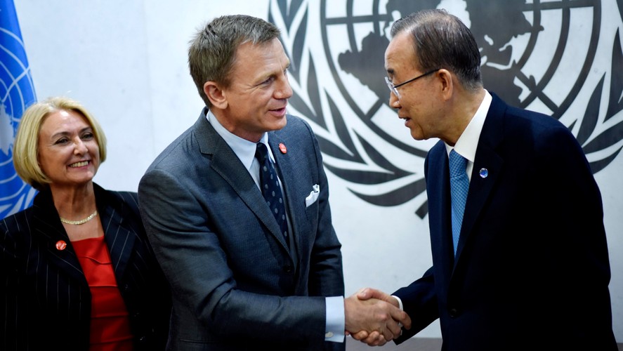 Daniel Craig i sekretarz generalny ONZ Ban Ki Mun