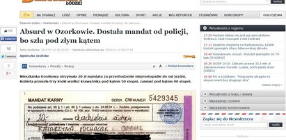 Absurdalny mandat – szła pod złym kątem do jezdni!