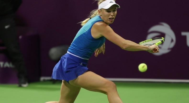 Denmark's Caroline Wozniacki goes back to work at the Dubai Tennis Championships after the Doha final