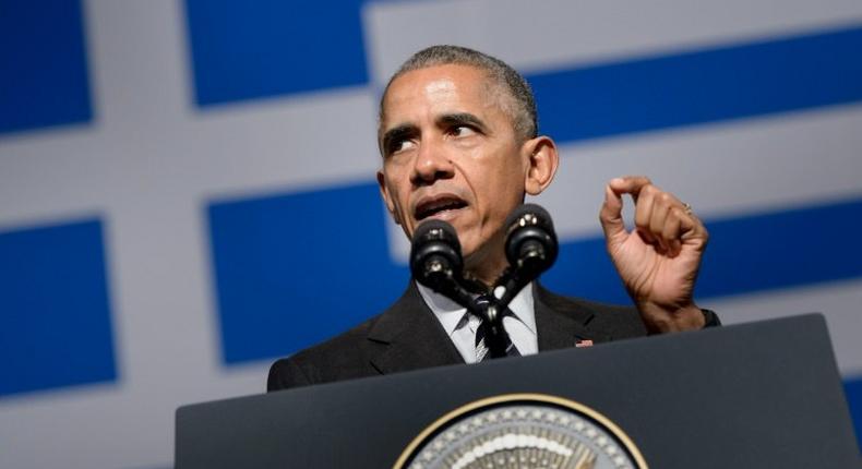 US President Barack Obama delivers a speech in Athens on November 16, 2016