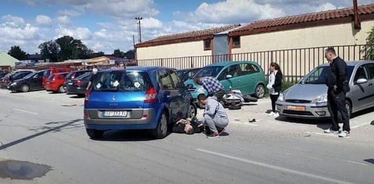A balesetről készült fotó: Antun a kocsi alatt fekszik, itt még nem tudta, hogy lebénult