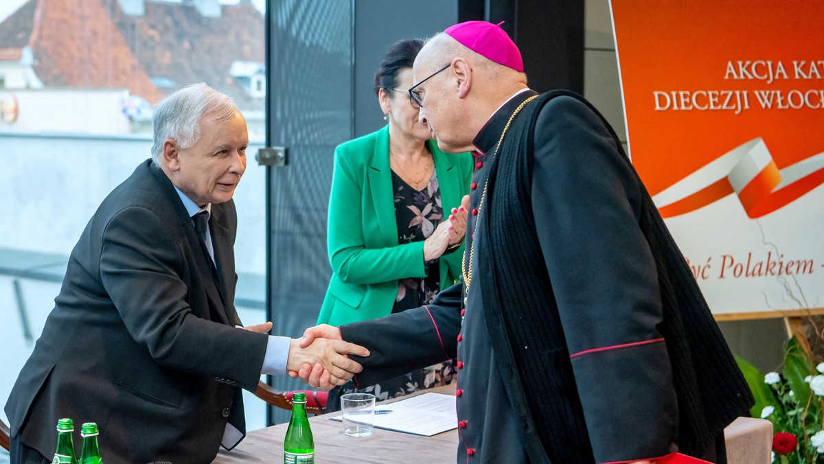 Jarosław Kaczyński i bp Wiesław Mering