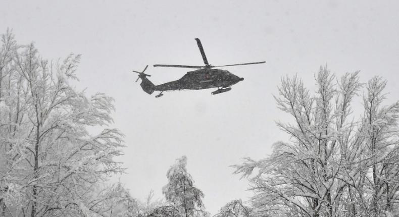 The Austrian army had to used two helicopters to rescue German students from a snowbound ski resort