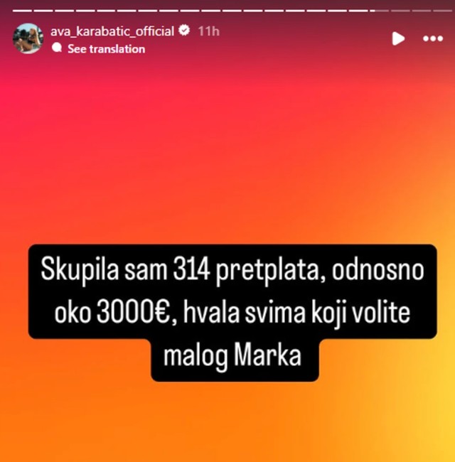 Ava Karabatić, objava na Instagramu 