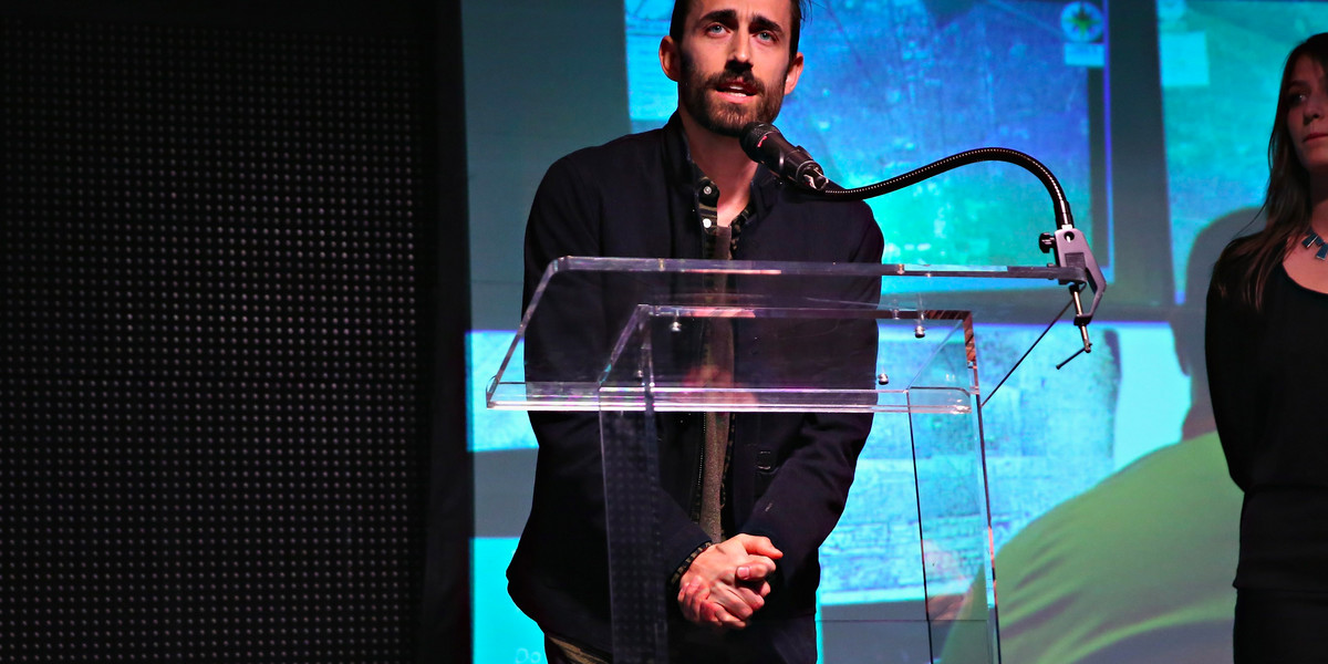 Atkinson accepting the best documentary prize at the 2016 Tribeca Film Festival.