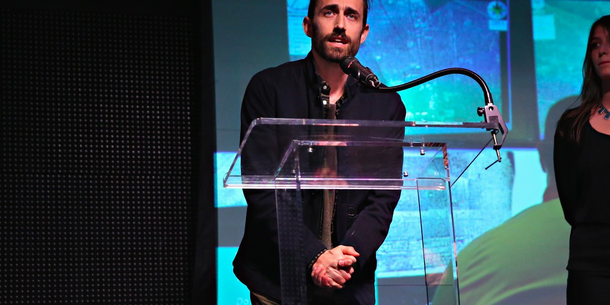 Atkinson accepting the best documentary prize at the 2016 Tribeca Film Festival.