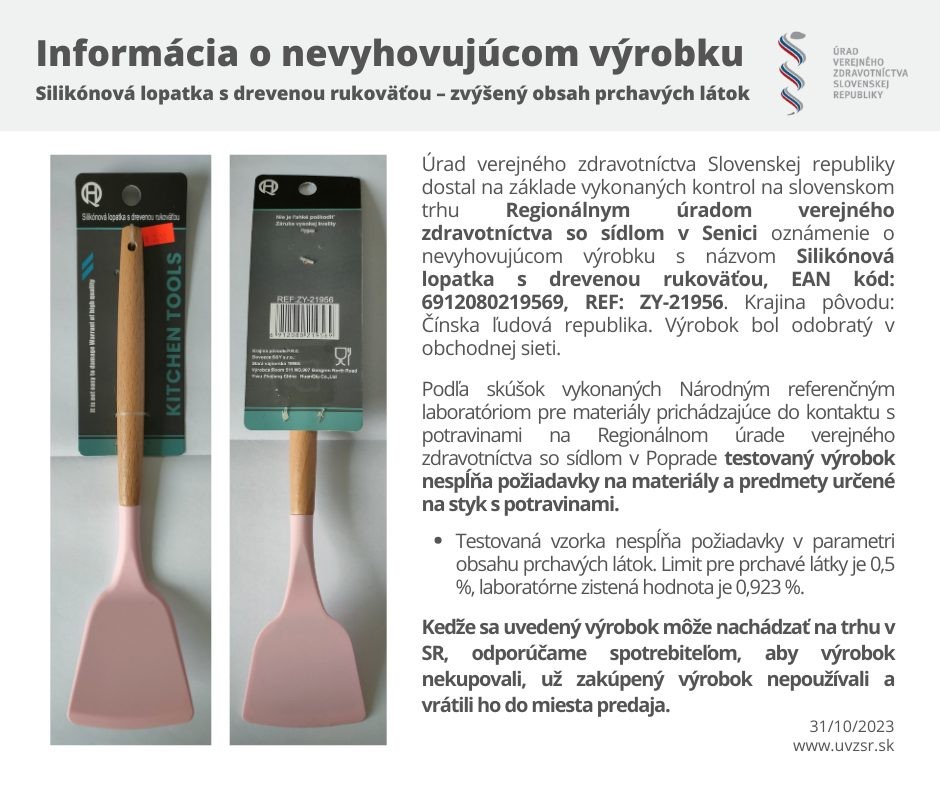 Silikónová lopatka s drevenou rukoväťou.