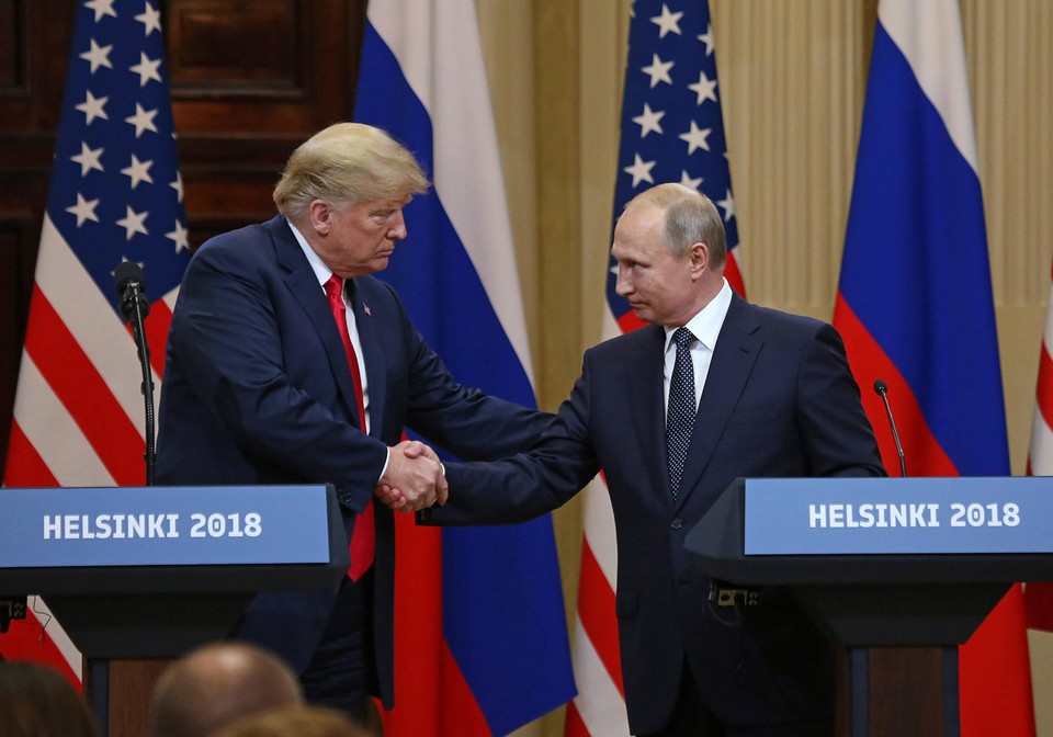 Trump i Putin spotykają się w Helsinkach - 16 lipca 2018 r.