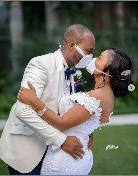 Couple in face mask