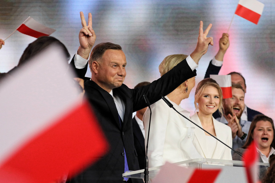 Andrzej Duda podczas wieczoru wyborczego w Pułtusku w 2020 r.