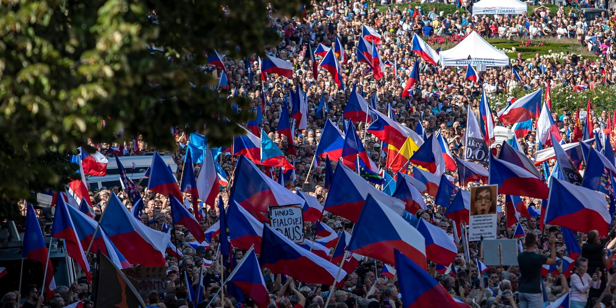 Demonstracja w Pradze przeciwko wysokim cenom energii