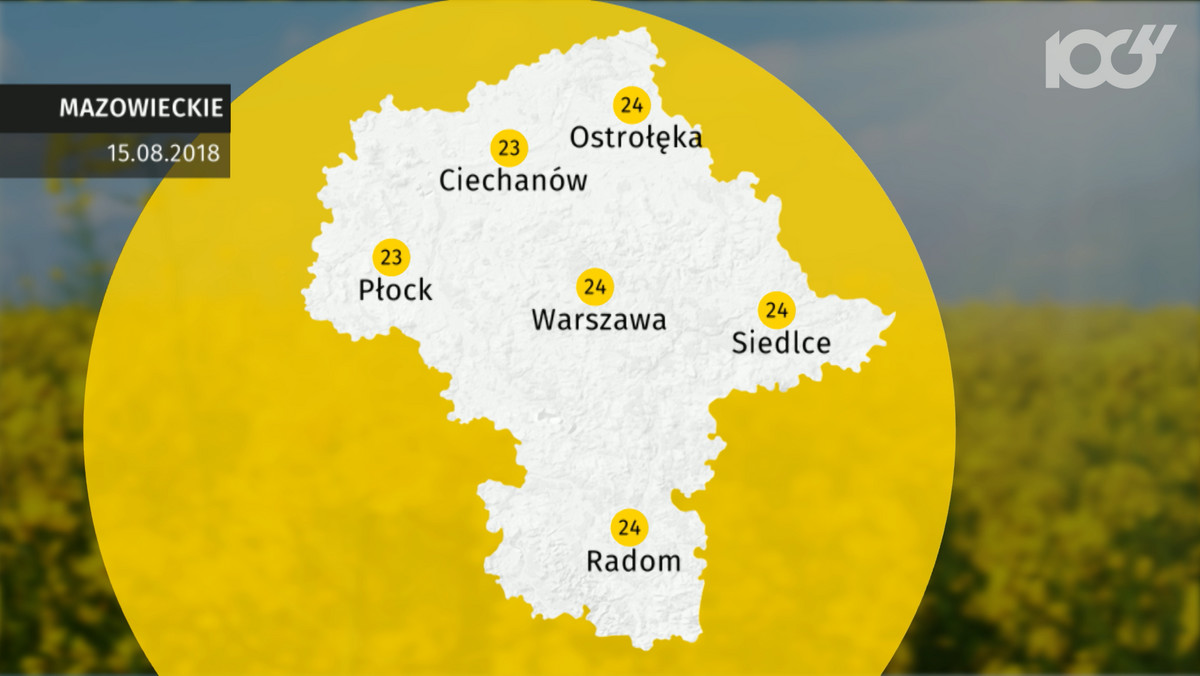 Pogoda Warszawa na dziś. Prognoza pogody 2018-08-15