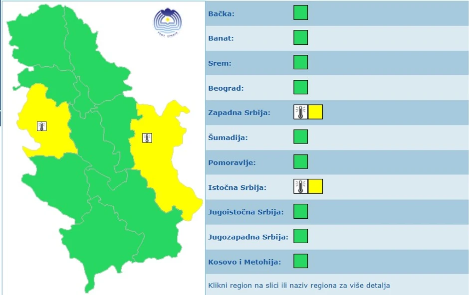 Meteoalarm za subotu