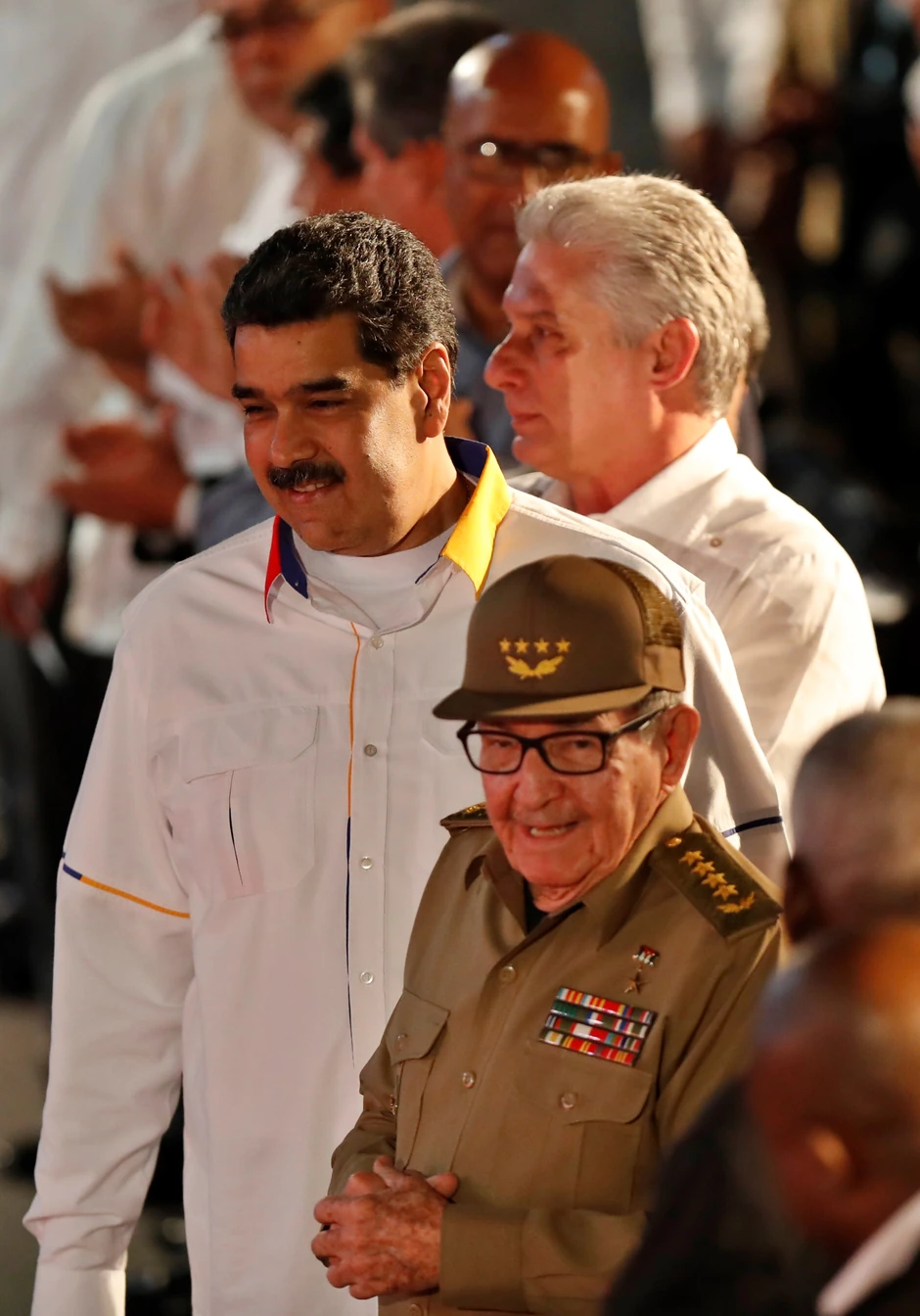 Kanel sa predsednikom Venecuele Nikolasom Madurom i Raulom Kastrom u Havani 2019.