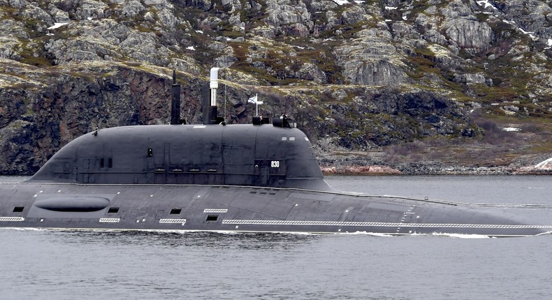 Russian Severodvinsk-class submarine Kazan at its home base in Severomorsk in June 2021.Lev Fedoseyev\TASS via Getty Images