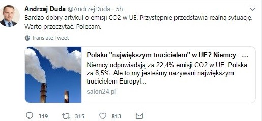 Usunięty wpis Andrzeja Dudy