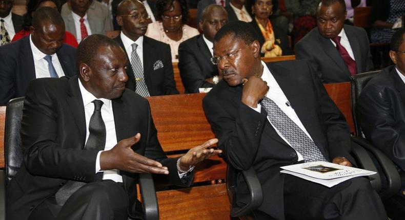 DP William Ruto (L) with Bungoma Senator Moses Wetangula during a past memorial service (Twitter)