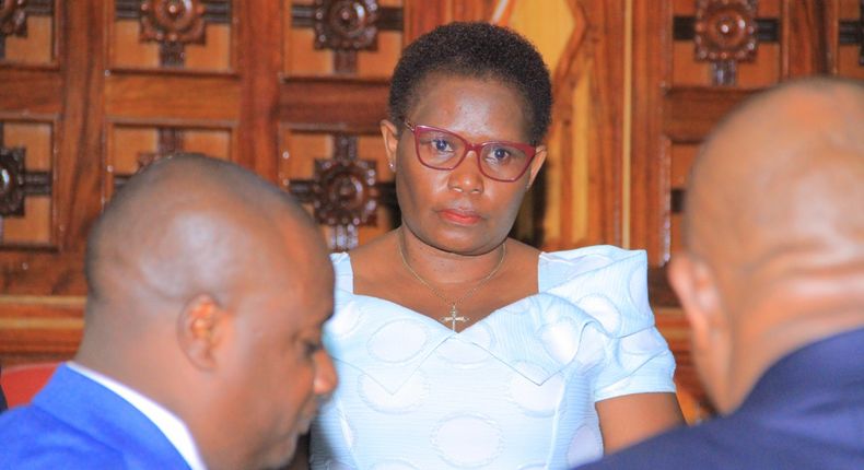 Governor Kawira Mwangaza and her lawyers at the Senate for the hearing of her impeachment on December 27, 2022