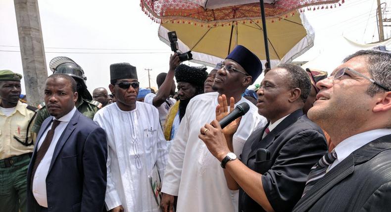 Gov Ahmed during the road construction flag-off