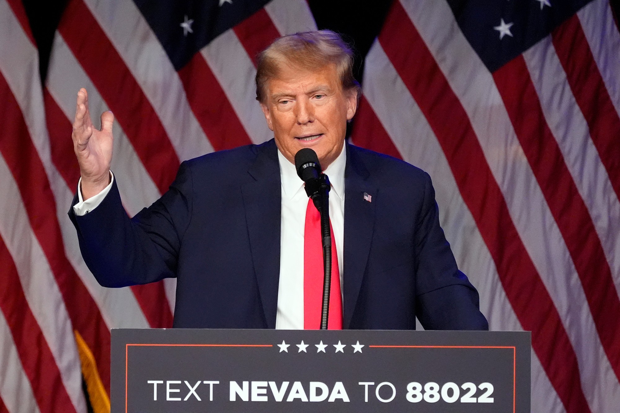 Donald Trump na republikánskom nominačnom zhromaždení v americkom štáte Nevada.