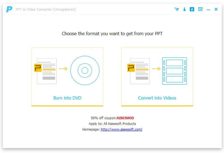 Główne okno programu do konwersji prezentacji PowerPoint na wideo - Aiseesoft PPT to Video Converter