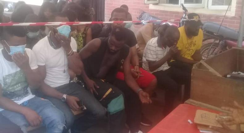 Suspects arrested at a night club in Victoria Island, Lagos for violating COVID-19 safety protocols [LSPC]