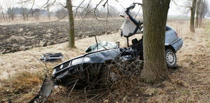 Kierowca zabił się na drzewie. Wpadł w poślizg