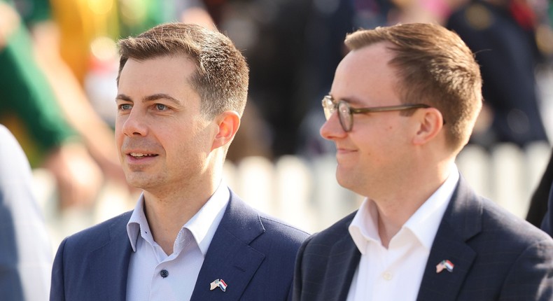 Transportation Secretary Pete Buttigieg and Chasten Buttigieg attend a reception ahead of the start of the Invictus Games The Hague 2020 on April 15, 2022 in The Hague, Netherlands.Chris Jackson/Getty Images for the Invictus Games Foundation