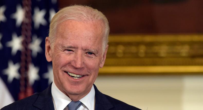 FILE - In this Jan. 12, 2017, file photo Vice President Joe Biden listens during a ceremony in the State Dining Room of the White House in Washington, where President Barack Obama presented him with the Presidential Medal of Freedom. (AP Photo/Susan Walsh, File)