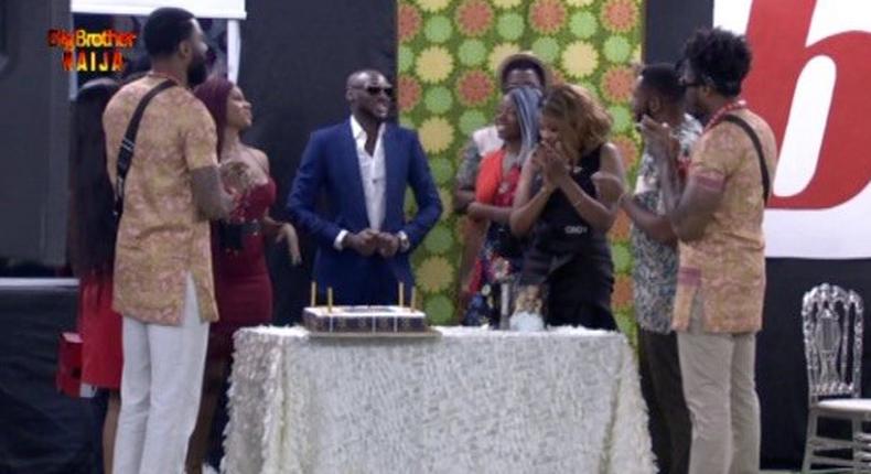 2Baba visits BBNaija 2019 Pepper Dem house to celebrate his 44th birthday. [Twitter/BBNaija]