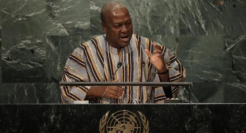 Former President John Dramani Mahama of Ghana addresses the United Nations General Assembly in the Manhattan borough of New York, U.S., September 21, 2016. 