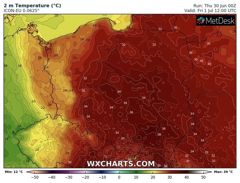 Na południowym wschodzie będzie ponownie ponad 35 st. C