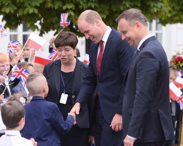 Książę William z prezyentem Andrzejam Dudą