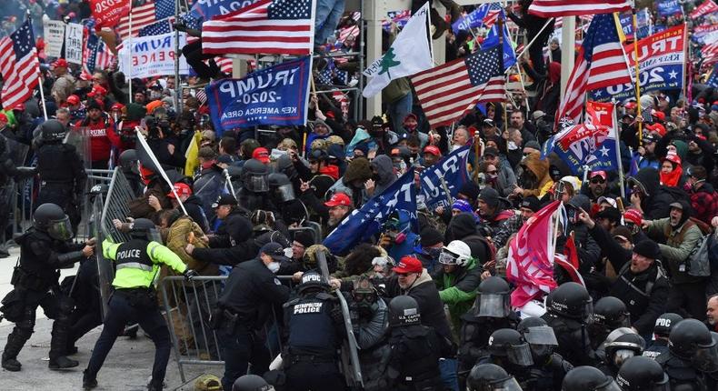 Rioters clashed with security forces at the US Capitol on January 6.

