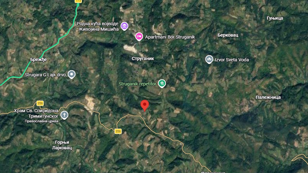 Zemljotres na Divčibarama: Crvena tačka označava gde je bio epicentar 