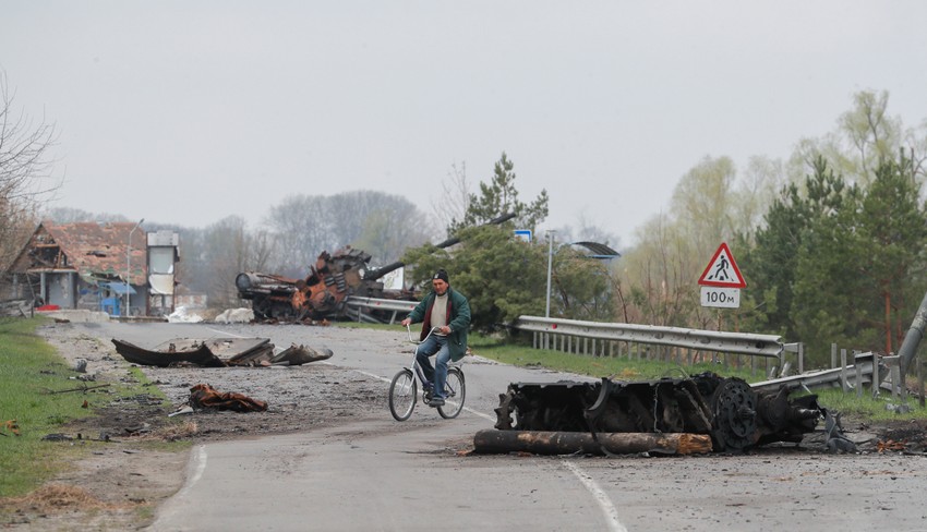 Ostaci ruskog tenka u Rusanivu kod Kijeva