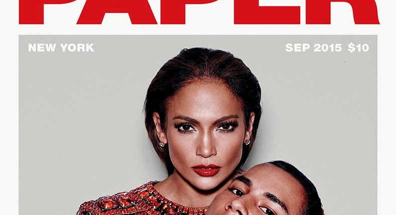 Jennifer Lopez with Olivier Rousteing for Paper Magazine