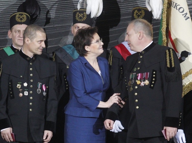 Premier Ewa Kopacz podczas uroczystości barbórkowych w Kopalni Węgla Kamiennego Ziemowit w Lędzinach