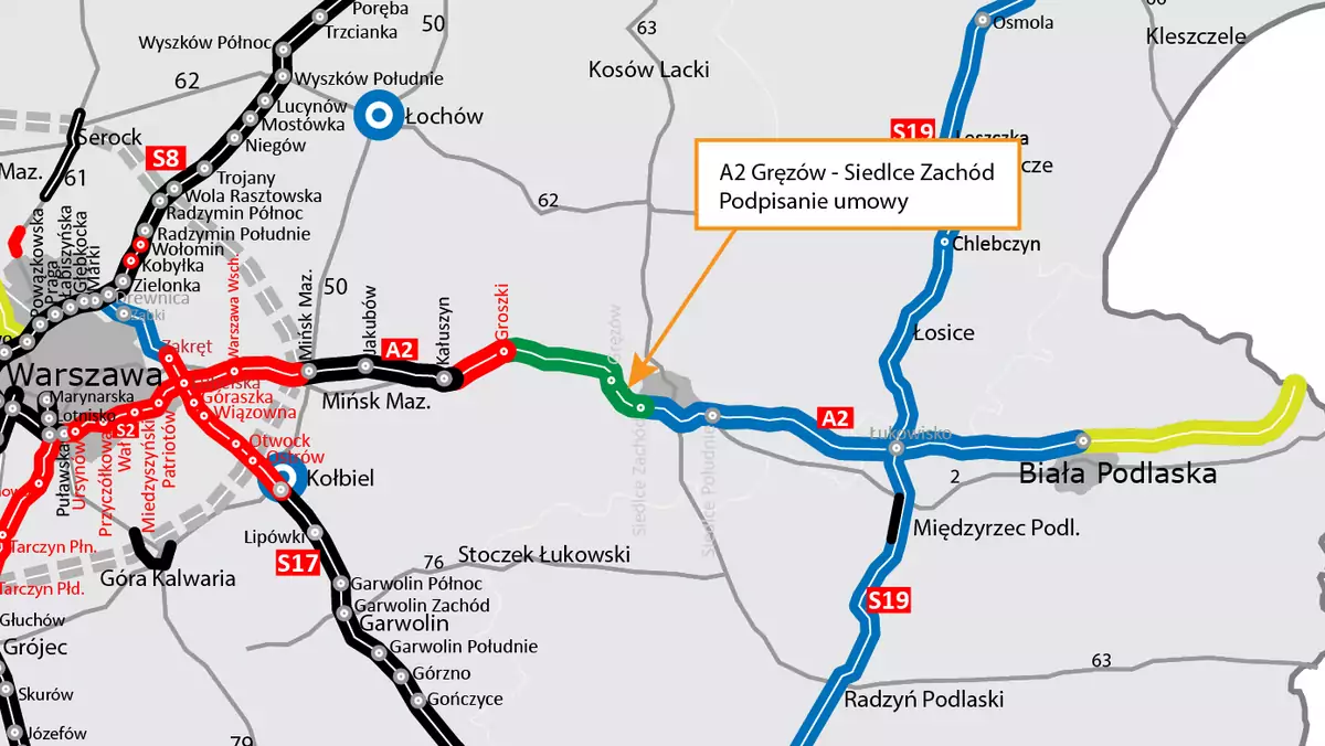 Budowa autostrady A2 na wschód od Warszawy