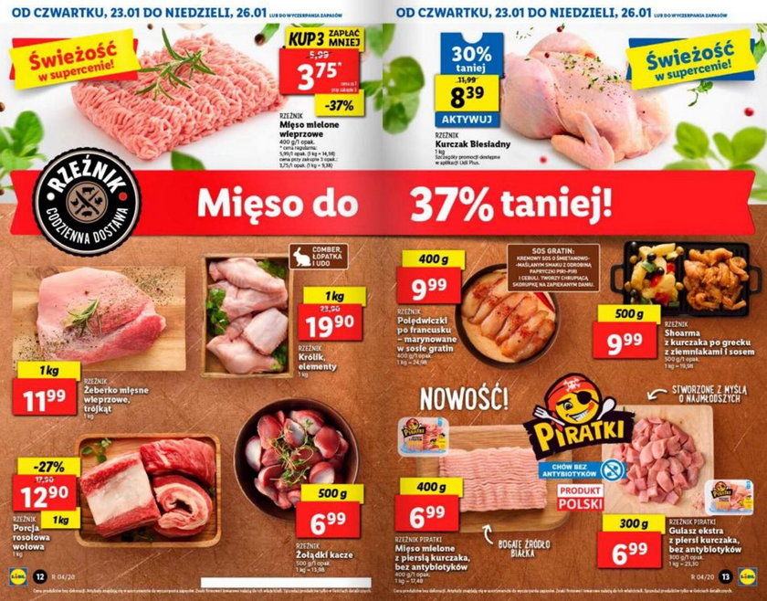 Lidl od czwartku 23 stycznia oferuje klientom kurczaka biesiadnego w cenie 8,39 złotego za kilogram