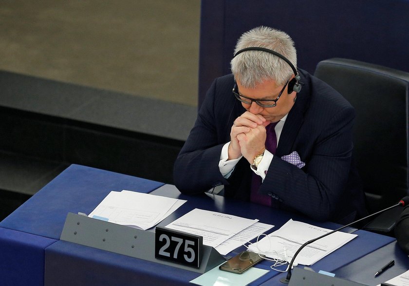 Polish Member of the European Parliament Czarnecki takes part in a voting session at the European Pa