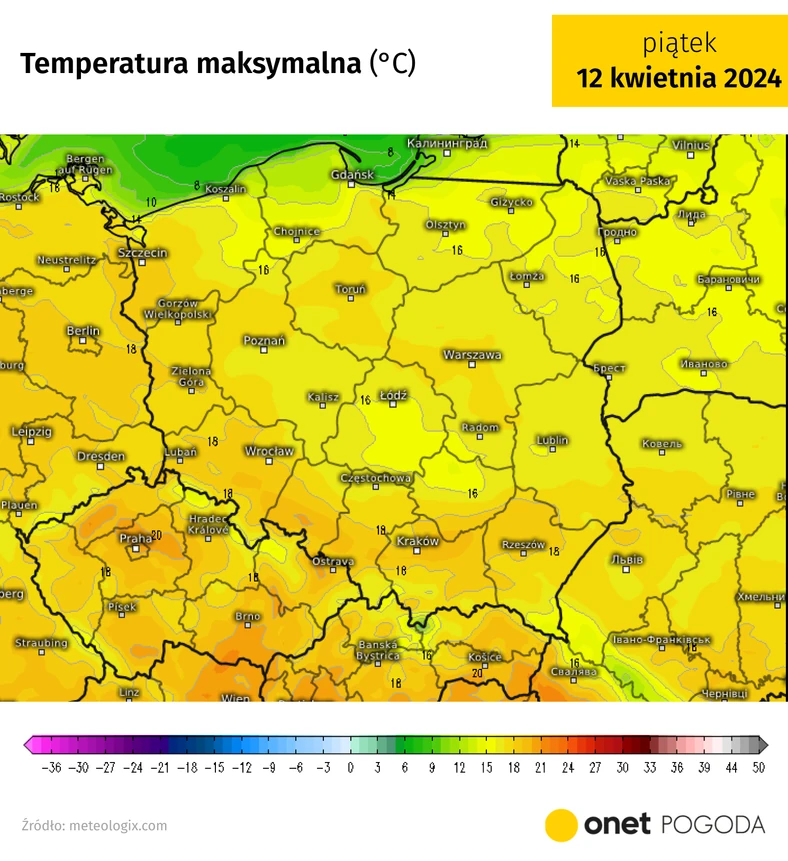 W piątek słupki rtęci wskażą maksymalnie 20 st. C