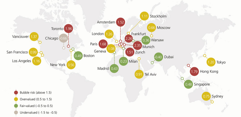UBS Global Real Estate Bubble Index - mapa