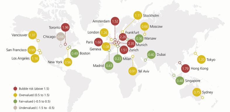 UBS Global Real Estate Bubble Index - mapa