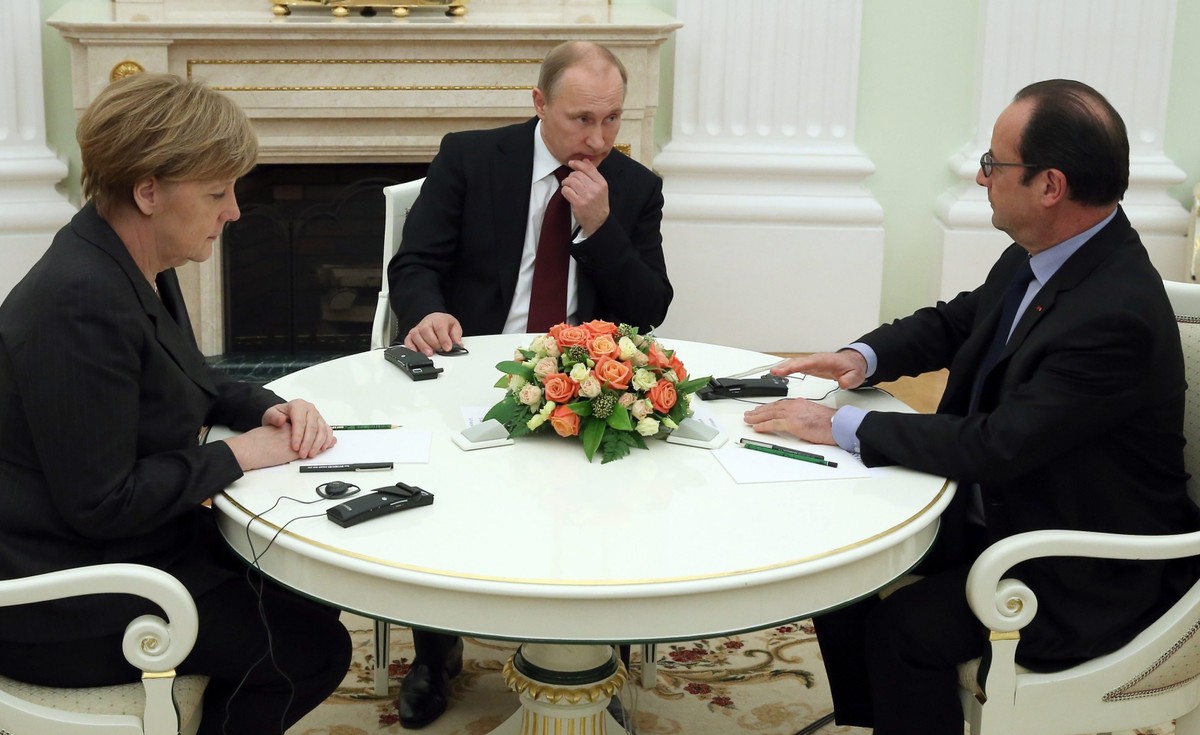 Angela Merkel, Władimir Putin, Francoise Hollande
