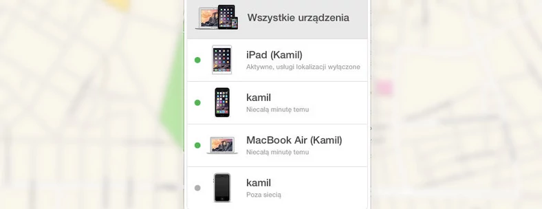 Znajdź mój iPhone pokazuje wszystkie nasze urządzenia obsługiwane przez tę usługę